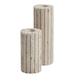 Large Ripple Travertine Candleholder