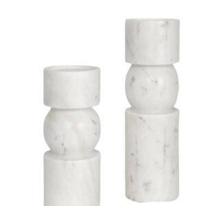 Bloomingville White Marble Candle Holder
