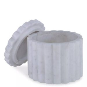 Box White Marble Fluted Round