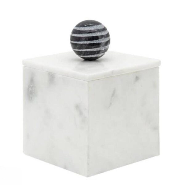 Marble Storage Box with Decorative Orb Accent 4"x6" Decorative Storage