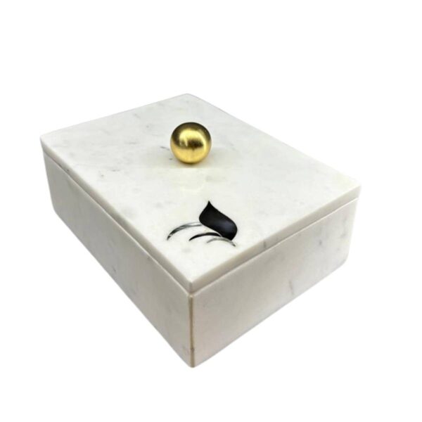 Sagebrook Home Marble, 7x5 Rectangular Box with Gold Knob